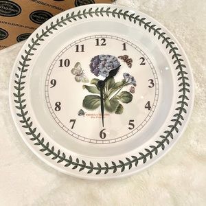 PORTMEIRION 10” ceramic wall clock in Primula. Made in Britain.